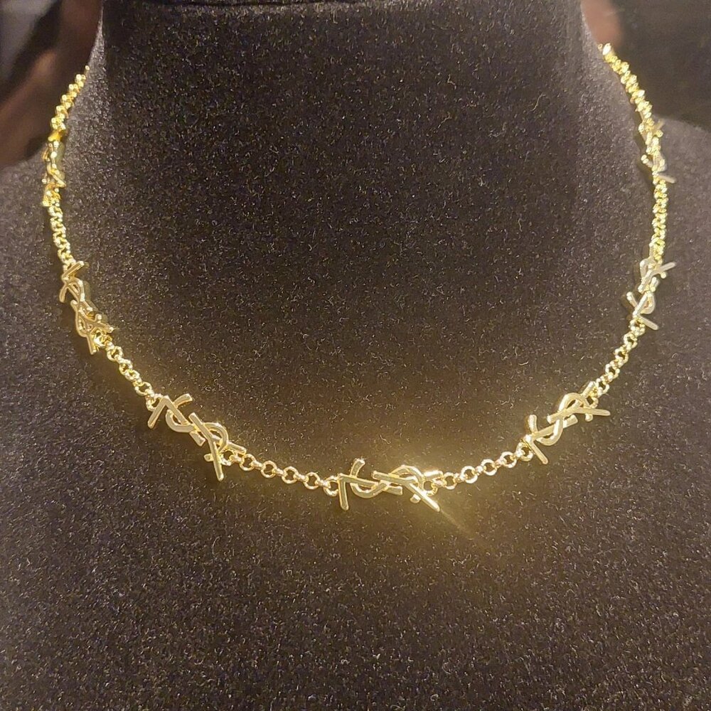 Saint Laurent YSL Repeated Gold Necklace